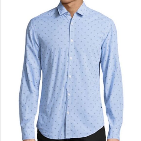 Boss Green C-Bersh Gingham Slim Fit Stretch Shirt-BLUE-Medium - Picture 1 of 3